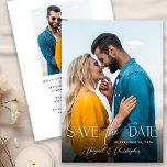 Elegant Typography Script 2 Photo Save The Date<br><div class="desc">This elegant 2 photo save the date card features modern script typography which appears on the photo. The design offers a second photo on the back along with custom text for your upcoming wedding details.</div>