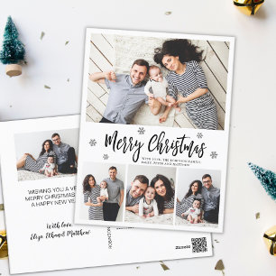 Elegant Typography Script Collage Christmas Postcard