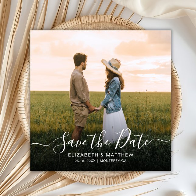 Elegant Typography Script Modern One Photo Wedding Save The Date (Creator Uploaded)