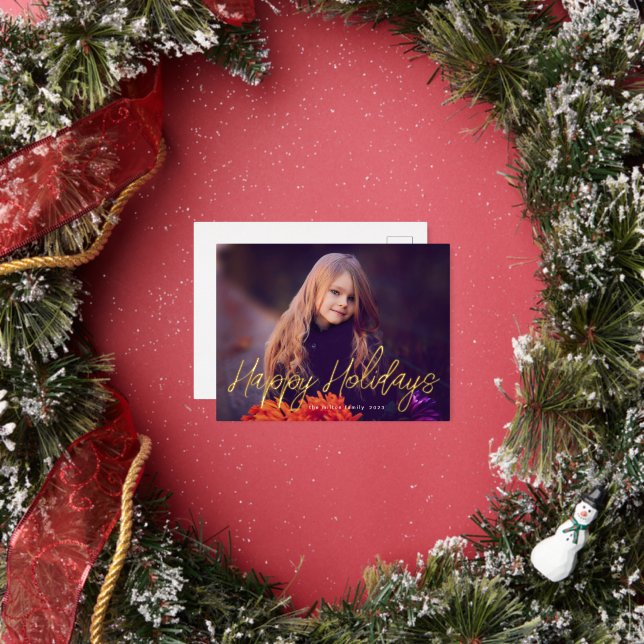 elegant typography script photo happy holiday card (Insitu)