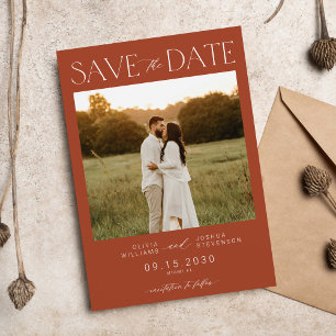 Elegant typography script photo sunset wedding save the date