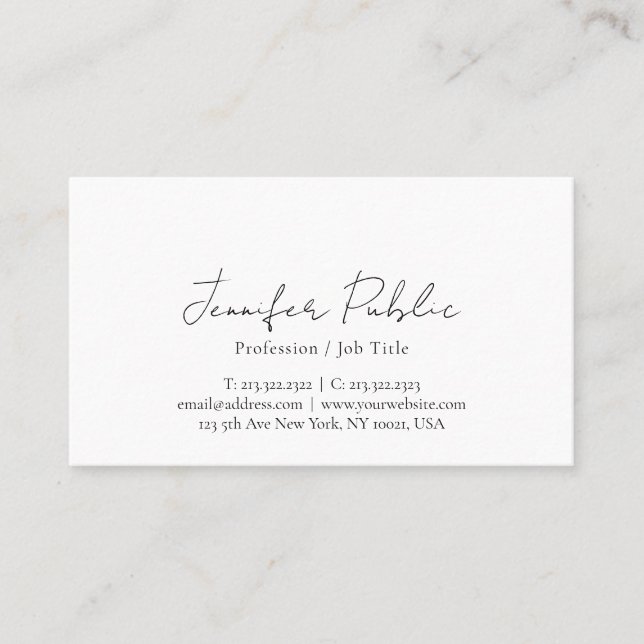 Elegant Typography Script Template Signature Matte Business Card (Front)