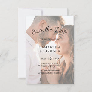 Elegant Typography Transparent Photo Wedding Save The Date