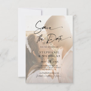 Elegant Typography Transparent Photo Wedding Save The Date