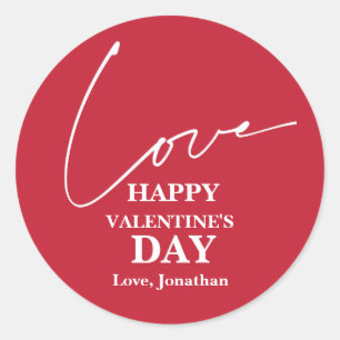 Elegant Typography Valentines day couple  Classic Round Sticker
