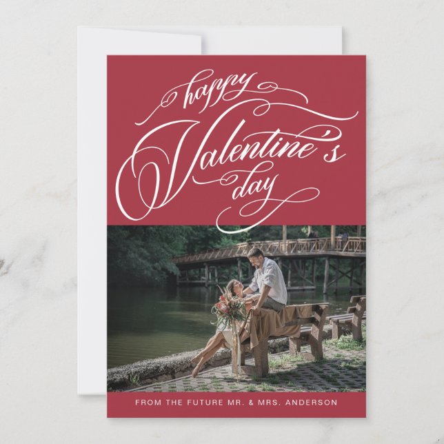 Elegant Typography Valentine's Day Wedding Photo  Save The Date (Front)