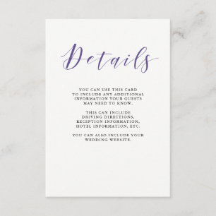 Elegant Typography   Violet Guest Details Enclosure Card
