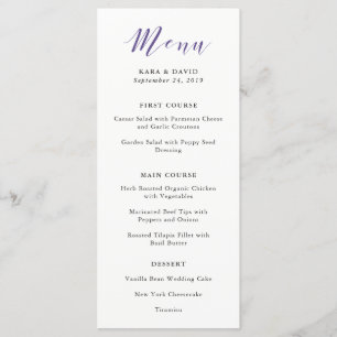 Elegant Typography Violet Wedding Menu