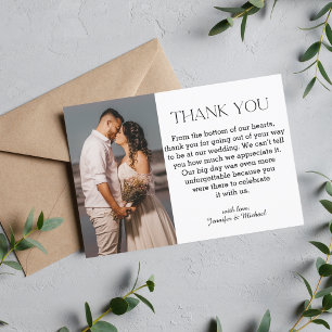 Elegant Typography Wedding Photo Thank You Card