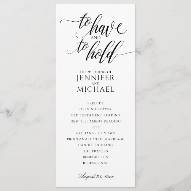 Elegant Typography Wedding Programs | Black (Front)