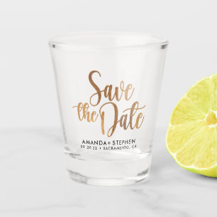 Elegant Typography Wedding Save The Date Shot Glass