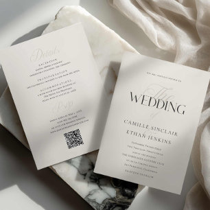 Elegant Typography Wedding with QR Code Invitation