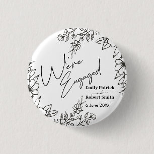 Elegant Typography we're engaged 1 Inch Round Button