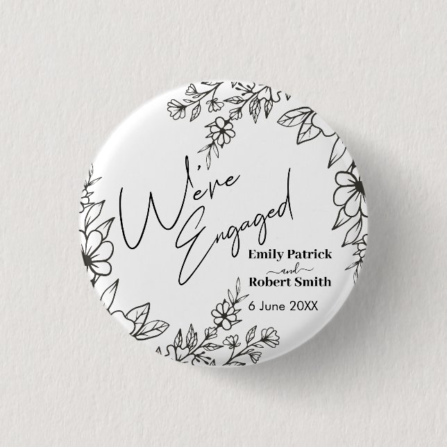 Elegant Typography we're engaged 1 Inch Round Button (Front)