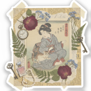 Elegant Ukiyoe Collage Art – Vintage JP Beauty