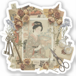 Elegant Ukiyoe Collage Art – Vintage JP Beauty