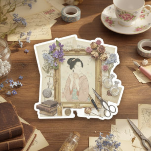 Elegant Ukiyoe Collage Art – Vintage JP Beauty
