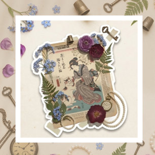 Elegant Ukiyoe Collage Art – Vintage JP Beauty