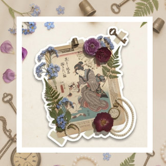 Elegant Ukiyoe Collage Art – Vintage JP Beauty
