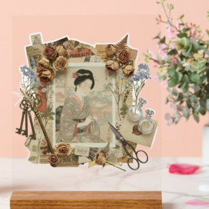 Elegant Ukiyoe Collage Art – Vintage JP Beauty Acrylic Sign