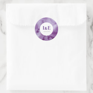 Elegant Ultra Violet Purple Colour Wash Wedding Classic Round Sticker