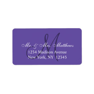 Elegant Ultra Violet White Monogram Wedding Label