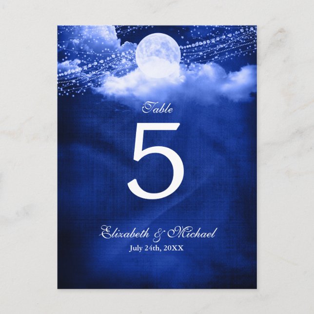 Elegant Under the Moonlight Wedding Table Number Postcard (Front)