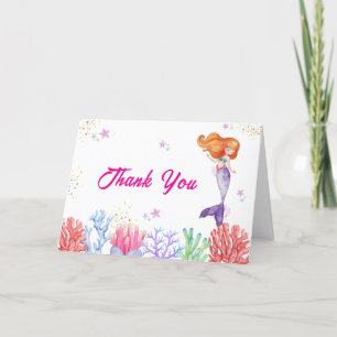 Elegant Under The Sea Mermaid Coral Baby Shower Thank You Card