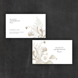 Elegant Understated Boho Floral Modern  Business Card