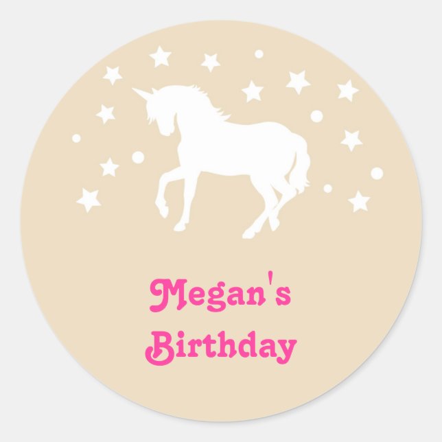 Élégant Unicorn Anniversaire Favoriser Sticker (Devant)