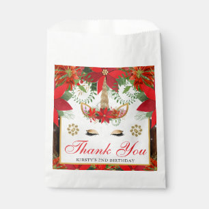 Elegant Unicorn Poinsettia Birthday Favour Bag