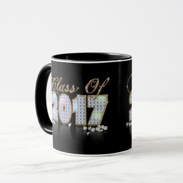 Elegant Unique Black Gold Diamond Class of 2017 Mug (Front Left)