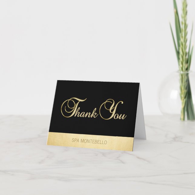 Élégant Unique Black Gold Foil Merci d'entreprise (Devant)