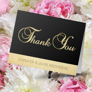 Elegant Unique Black Gold Foil Wedding Thank You
