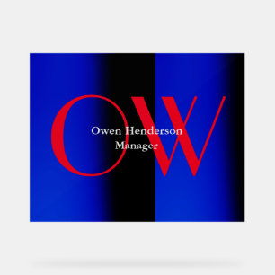 Élégant Unique Bleu Rouge Gras Texte Monogramme