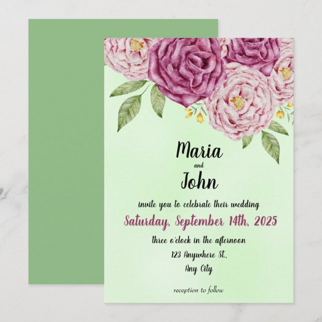 Elegant Unique Chic Romantic Minimalist Classic  Invitation (Front/Back)