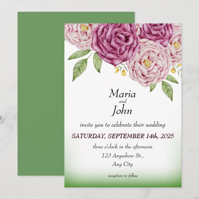 Elegant Unique Chic Romantic Minimalist Classic Invitation (Front/Back)