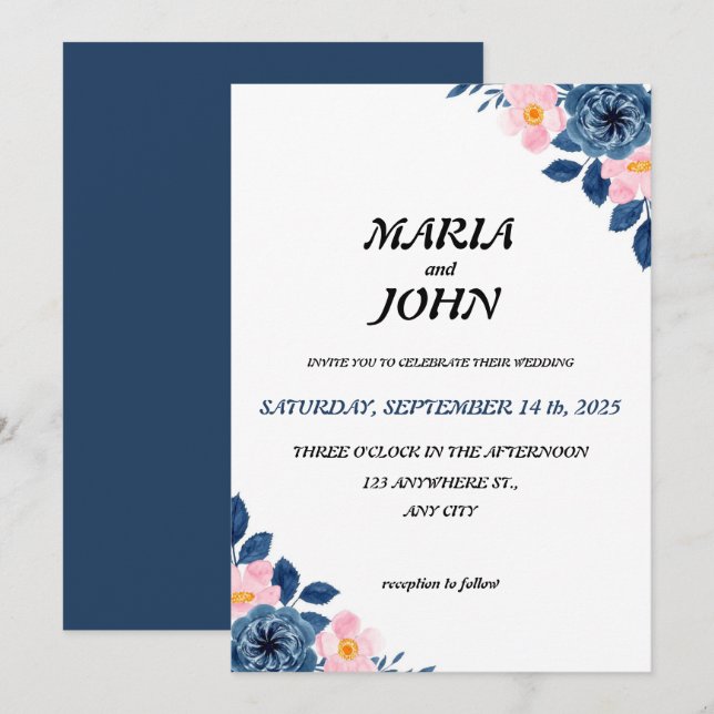Elegant Unique Chic Romantic Minimalist Classic Invitation (Front/Back)