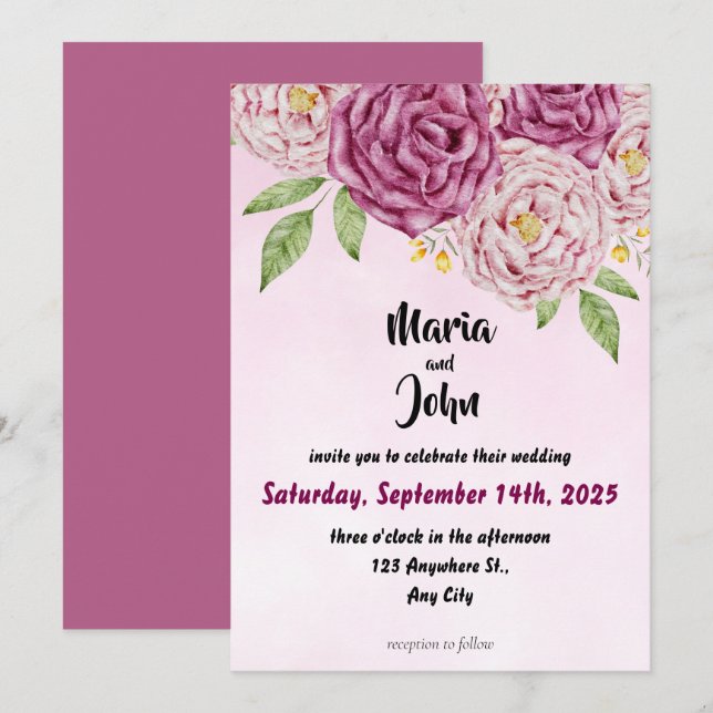 Elegant Unique Chic Romantic Minimalist Classic  Invitation (Front/Back)