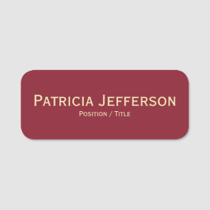 Elegant Unique Cinnabar Red And Gold: Professional Name Tag