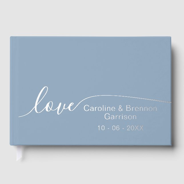 Elegant Unique Couple Names Love Text Gold Guest Book (Front)