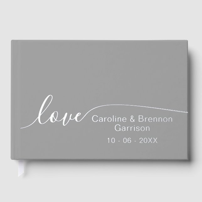 Elegant Unique Couple Names Love Text Gold Guest Book (Front)