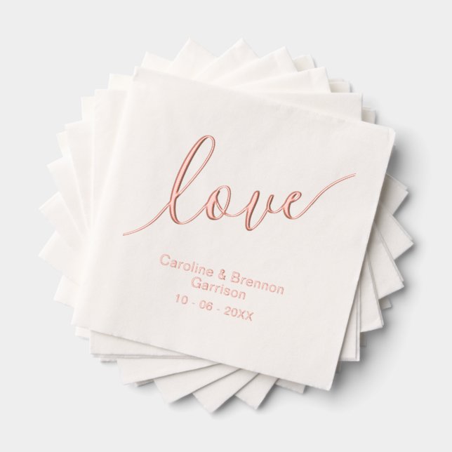 Élégant Unique Couple Noms Aimer Texte Rose Or (Insitu (empilé))