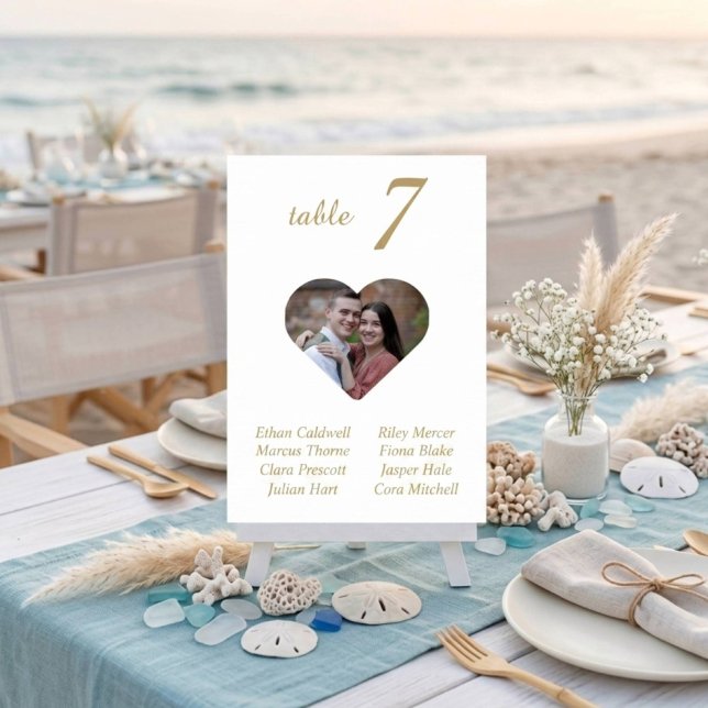Elegant Unique Gold Photo Wedding Seating Chart Table Number (Creator Uploaded)