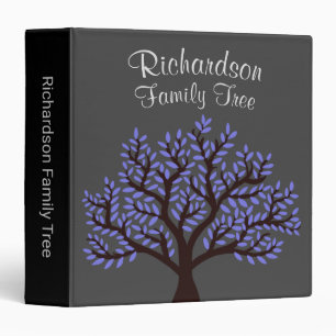 Elegant Unique Grey Purple Genealogy Family Tree Binder
