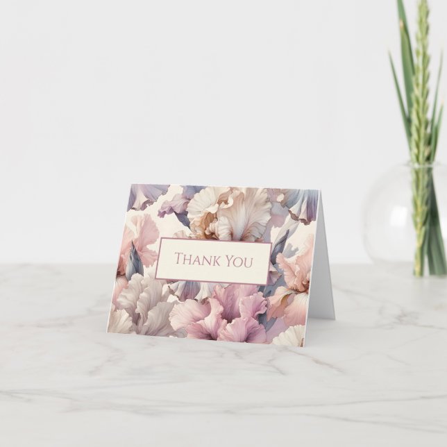 Elegant Unique Modern Soft Blush Pink Floral Thank You Card (Front)