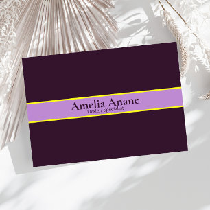 Elegant Unique Purple Yellow Typography Business Card