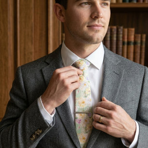 Elegant unique sober floral minimal tie
