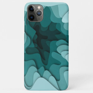 Elegant Unique Turquoise Ombre Wave Illustration iPhone 11 Pro Max Case