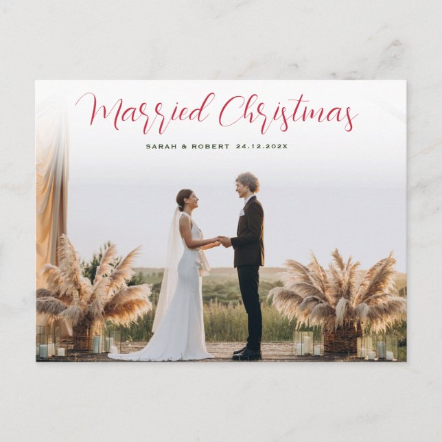 elegant unique wedding announcement postcard (Front)
